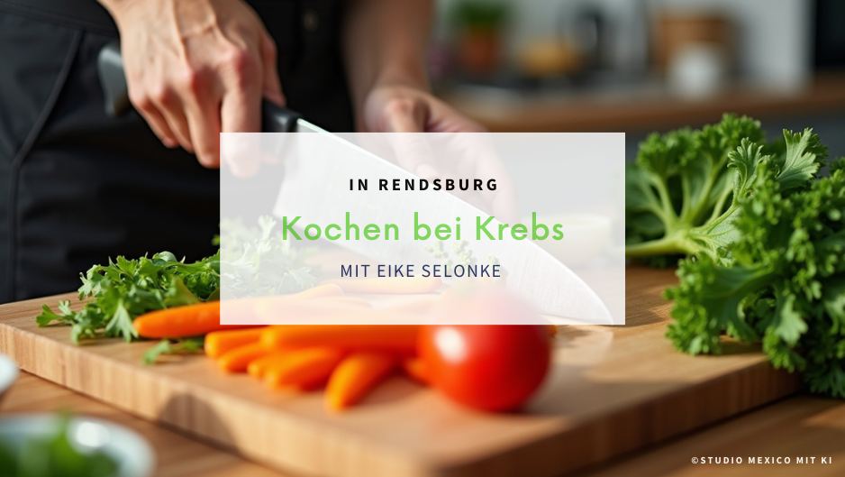 Schneidebrett mit Gemüse und Kräutern, die gerade geschnitten werden.